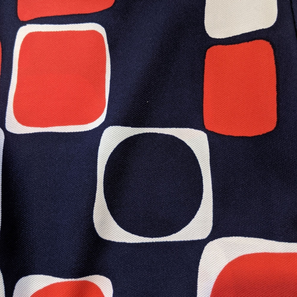 Vintage 70’s Earle Picard Belted Maxi Skirt Red White Blue Mod Geometric